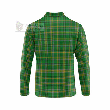 Tartan Vibes Clothing Echlin Irish Clan Tartan Long Sleeve Polo Shirt with Coat of Arms