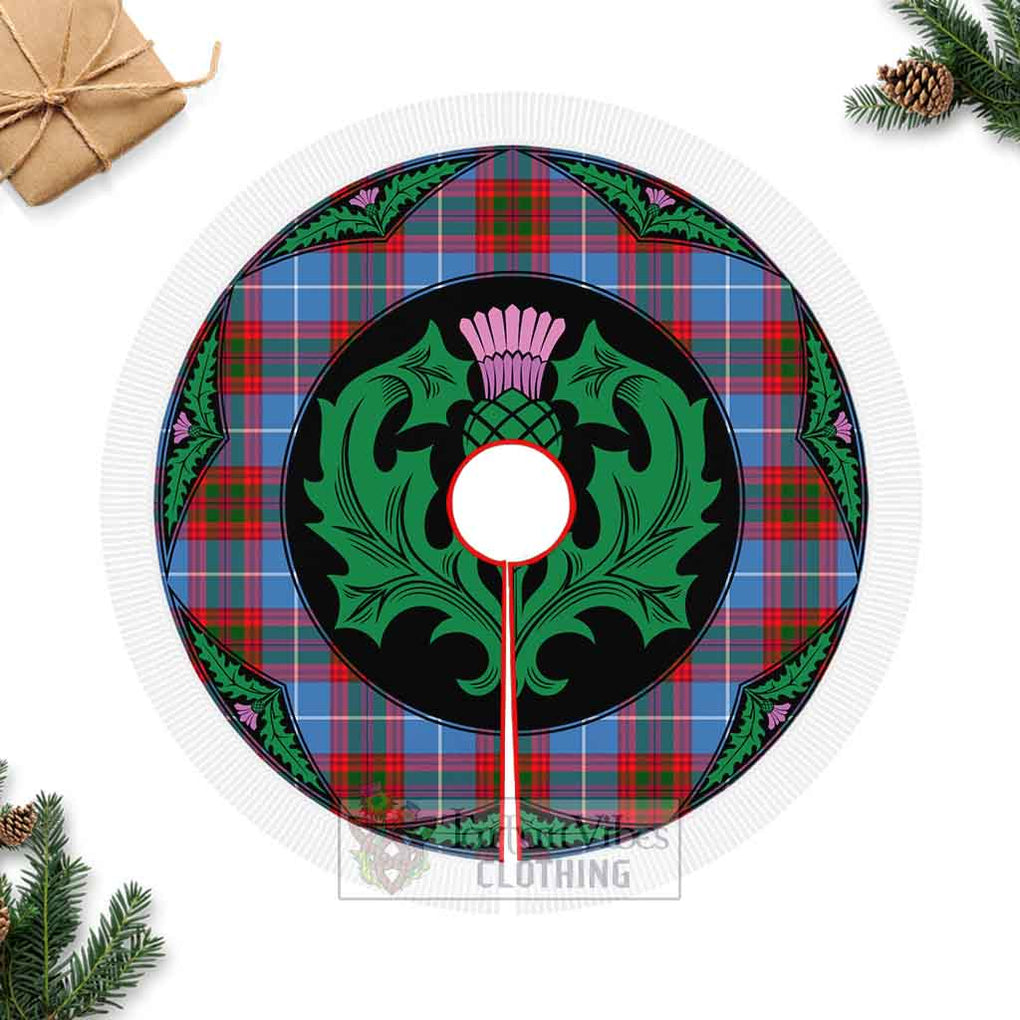 Edinburgh City Tartan Christmas Tree Skirt Scottish Thistle Style Fringed Tree Skirts - Tartan Vibes Clothing