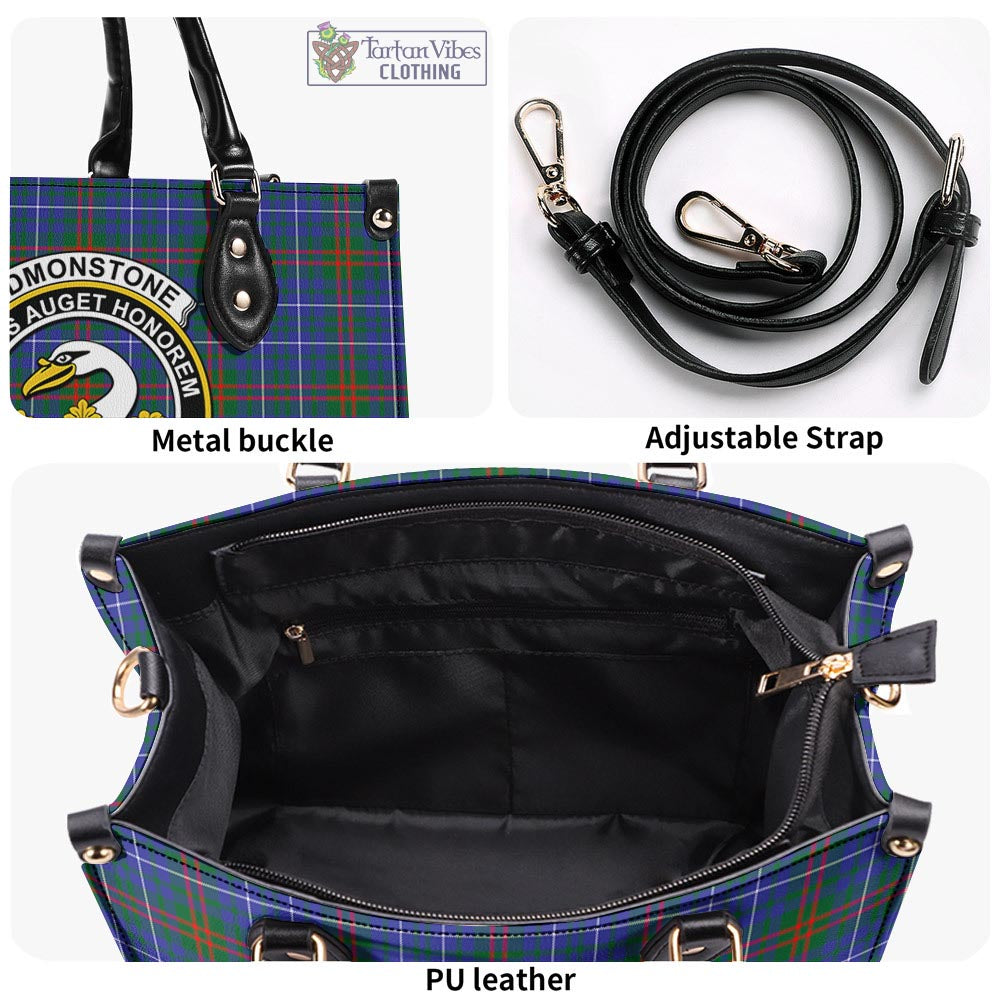 Edmonstone Tartan Luxury Leather Handbags with Family Crest - Tartan Vibes Clothing