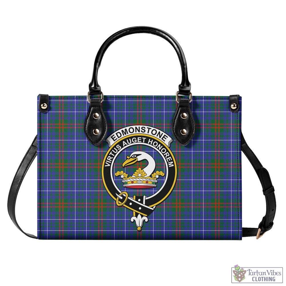Edmonstone Tartan Luxury Leather Handbags with Family Crest - Tartan Vibes Clothing
