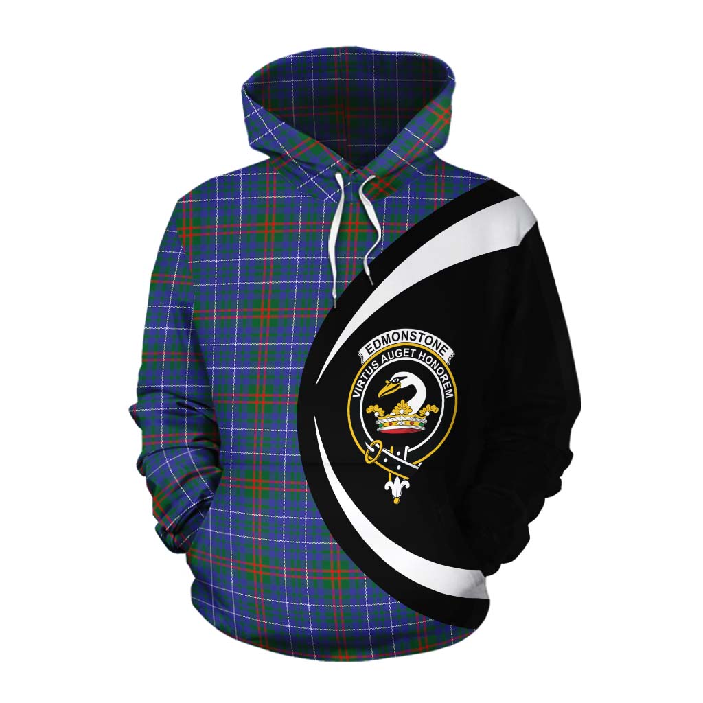 Edmonstone Tartan Cotton Hoodie with Family Crest Circle Style Pullover Hoodie XS - Tartan Vibes Clothing