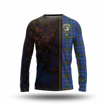 Tartan Vibes Clothing Edmonstone Tartan Family Crest Long Sleeve T-Shirt Alba Gu Brath Be Brave Lion Ancient Style