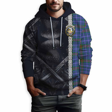 Edmonstone Tartan Hoodie with Family Crest Cross Sword Thistle Celtic Vibes Pullover Hoodie - Tartan Vibes Clothing