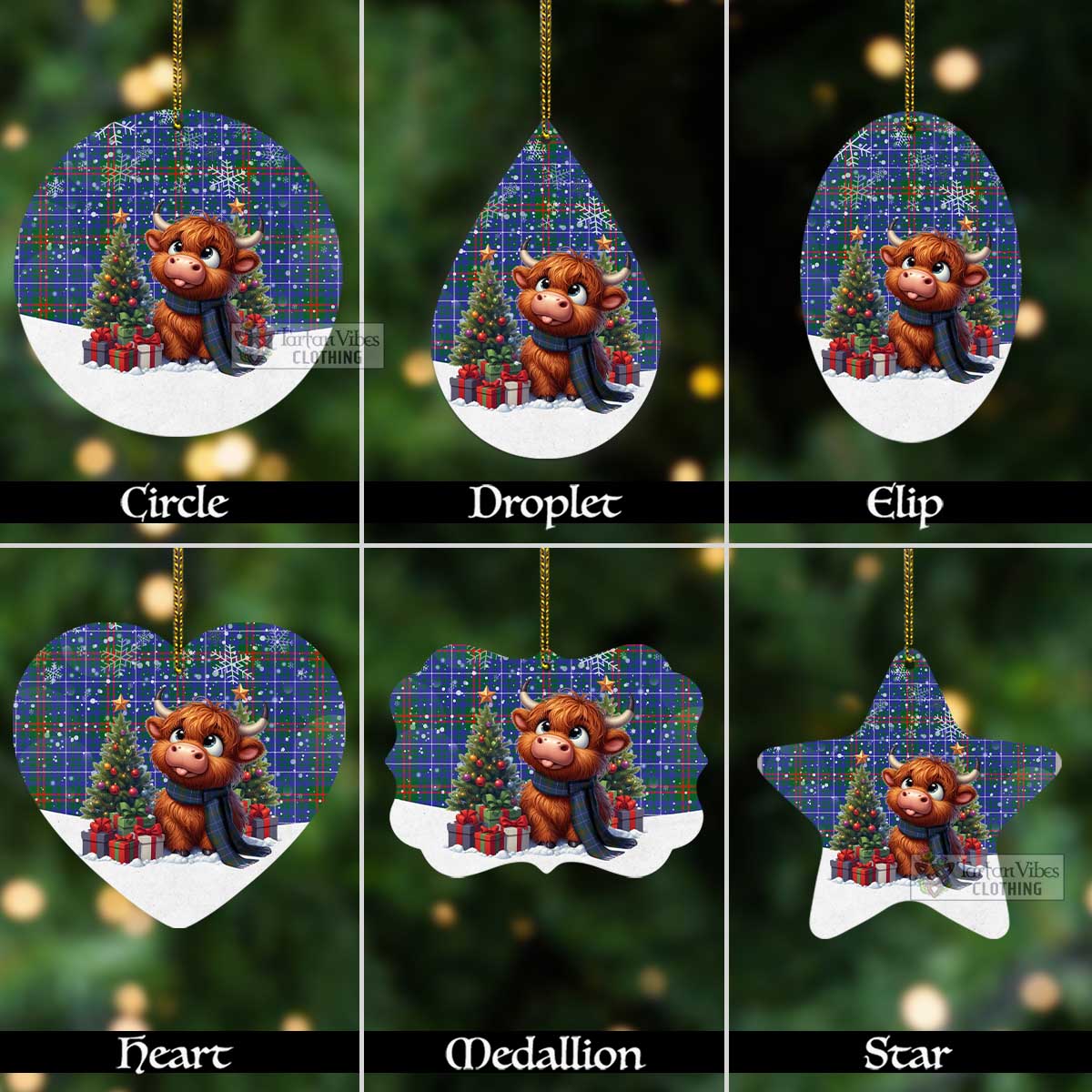 Edmonstone Tartan Christmas Aluminium Ornament with Adorable Highland Coo Aluminium - Tartan Vibes Clothing
