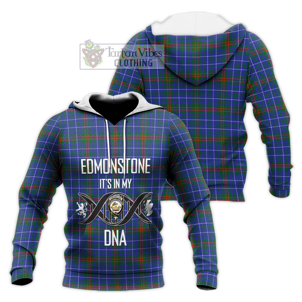 Edmonstone Tartan Knitted Hoodie with Family Crest DNA In Me Style Unisex Knitted Pullover Hoodie - Tartan Vibes Clothing