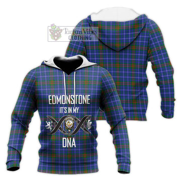 Edmonstone Tartan Knitted Hoodie with Family Crest DNA In Me Style Unisex Knitted Pullover Hoodie - Tartan Vibes Clothing