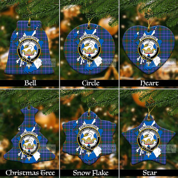 Edmonstone Tartan Christmas Ceramic Ornaments with Family Crest and Scotland Map Ceramic - Tartan Vibes Clothing