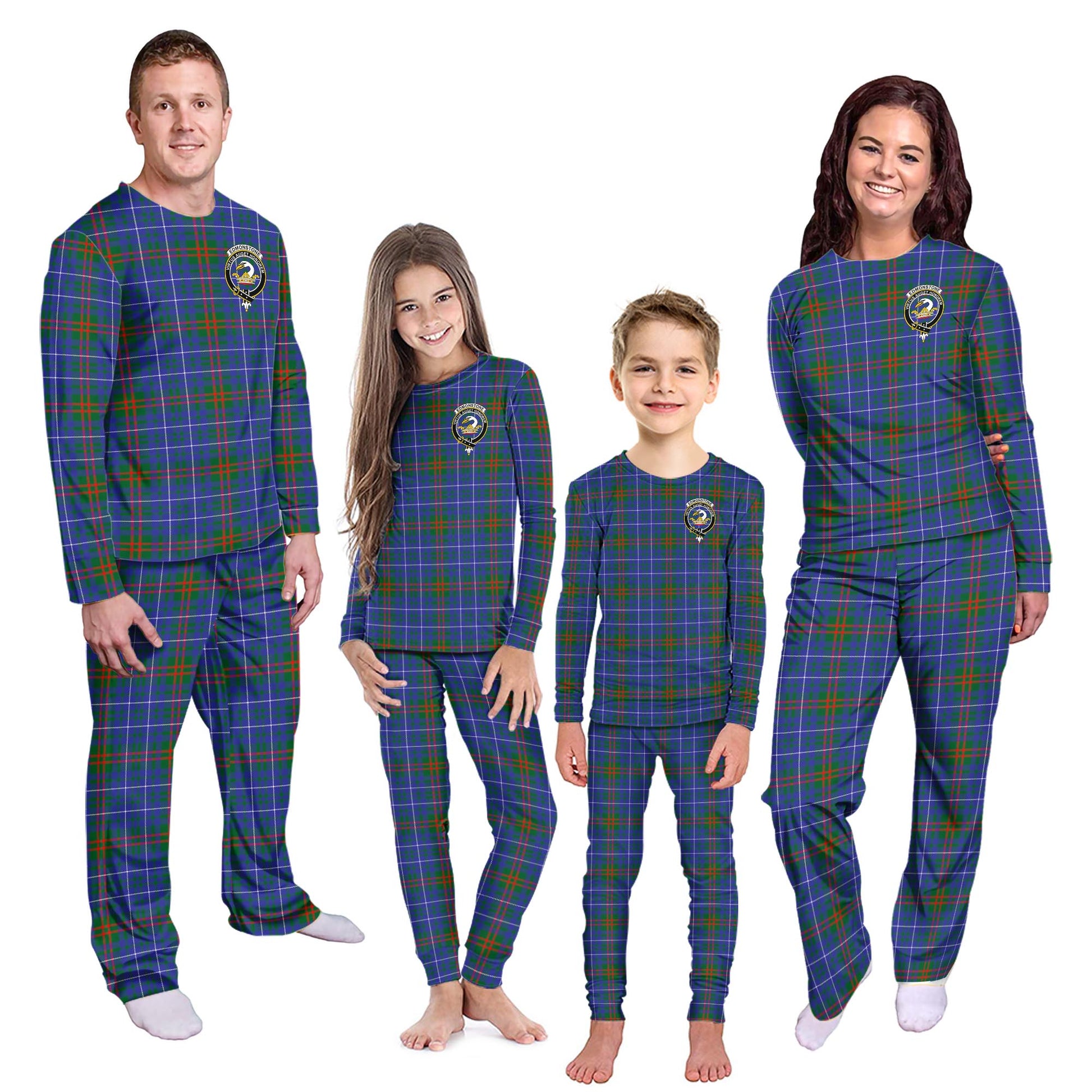 Edmonstone Tartan Pajamas Family Set with Family Crest Kid - Tartan Vibes Clothing