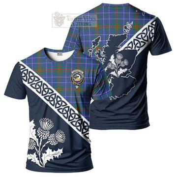 Edmonstone Tartan T-Shirt Featuring Thistle and Scotland Map Kid's Shirt - Tartanvibesclothing Store