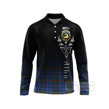 Edmonstone Tartan Long Sleeve Polo Shirt Featuring Alba Gu Brath Family Crest Celtic Inspired Unisex - Tartan Vibes Clothing