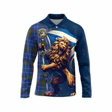 Edmonstone Tartan Family Crest Long Sleeve Polo Shirt with Scottish Majestic Lion Unisex - Tartan Vibes Clothing