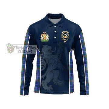 Edmonstone Tartan Long Sleeve Polo Shirt with Family Crest and Lion Rampant Vibes Sport Style Unisex - Tartan Vibes Clothing