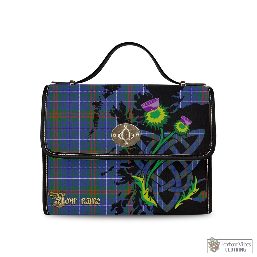 Tartan Vibes Clothing Edmonstone Tartan Waterproof Canvas Bag with Scotland Map and Thistle Celtic Accents
