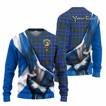Edmonstone Tartan Knitted Sweater with Family Crest Scotland Patriotic Style Unisex - Tartan Vibes Clothing