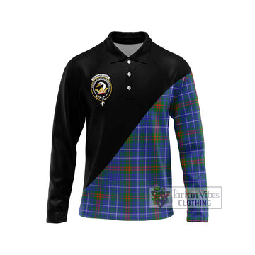 Edmonstone Tartan Long Sleeve Polo Shirt with Family Crest and Military Logo Style Unisex - Tartan Vibes Clothing