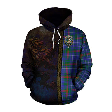 Tartan Vibes Clothing Edmonstone Tartan Family Crest Cotton Hoodie Alba Gu Brath Be Brave Lion Ancient Style