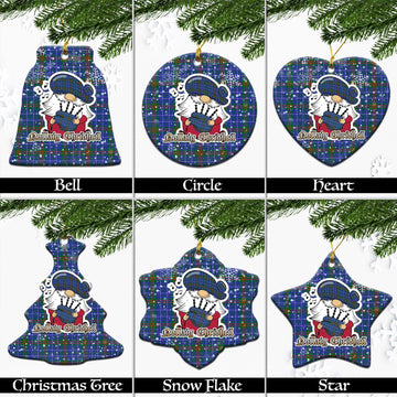 Edmonstone Tartan Christmas Ceramic Ornaments with Scottish Gnome Playing Bagpipes Ceramic - Tartan Vibes Clothing