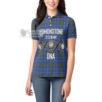 Edmonstone Tartan Women's Polo Shirt with Family Crest DNA In Me Style Women - Tartan Vibes Clothing