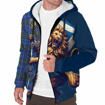 Edmonstone Tartan Family Crest Sherpa Hoodie with Scottish Majestic Lion Unisex S - Tartan Vibes Clothing