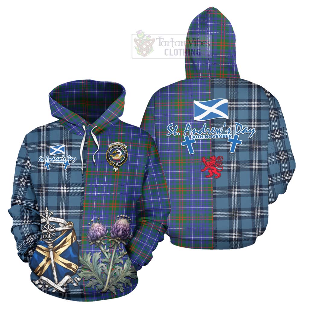 Edmonstone Tartan Hoodie Happy St. Andrew's Day Half Tartan Style Zip Hoodie - Tartan Vibes Clothing