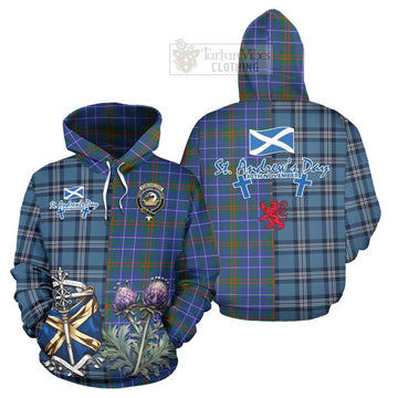 Edmonstone Tartan Hoodie Happy St. Andrew's Day Half Tartan Style Zip Hoodie - Tartan Vibes Clothing