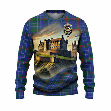 Edmonstone Tartan Family Crest Knitted Sweater with Scottish Ancient Castle Style Unisex - Tartan Vibes Clothing