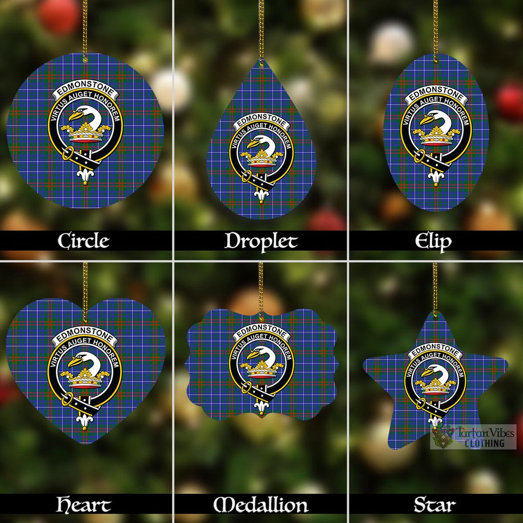 Edmonstone Tartan Christmas Aluminium Ornament with Family Crest Aluminium - Tartan Vibes Clothing