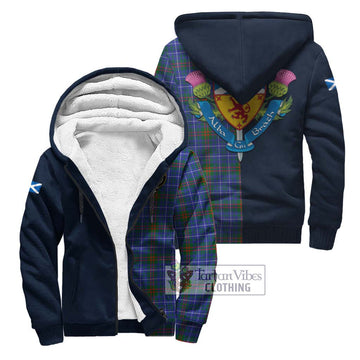 Edmonstone Tartan Sherpa Hoodie Alba with Scottish Lion Royal Arm Half Style Unisex S - Tartan Vibes Clothing