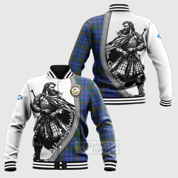 Edmonstone Tartan Clan Crest Baseball Jacket with Highlander Warrior Celtic Style Unisex - Tartan Vibes Clothing