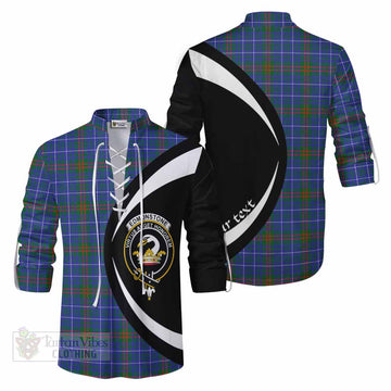 Edmonstone Tartan Ghillie Kilt Shirt with Family Crest Circle Style Men - Tartan Vibes Clothing