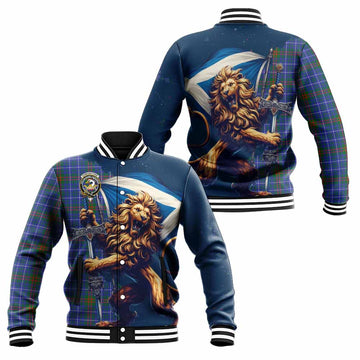Edmonstone Tartan Family Crest Baseball Jacket with Scottish Majestic Lion Unisex - Tartan Vibes Clothing