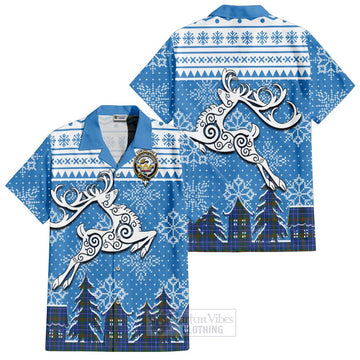 Edmonstone Clan Christmas Hawaiian Shirt Celtic Reindeer Style