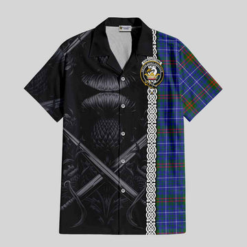 Edmonstone Tartan Hawaiian Shirt with Family Crest Cross Sword Thistle Celtic Vibes Kid - Tartan Vibes Clothing