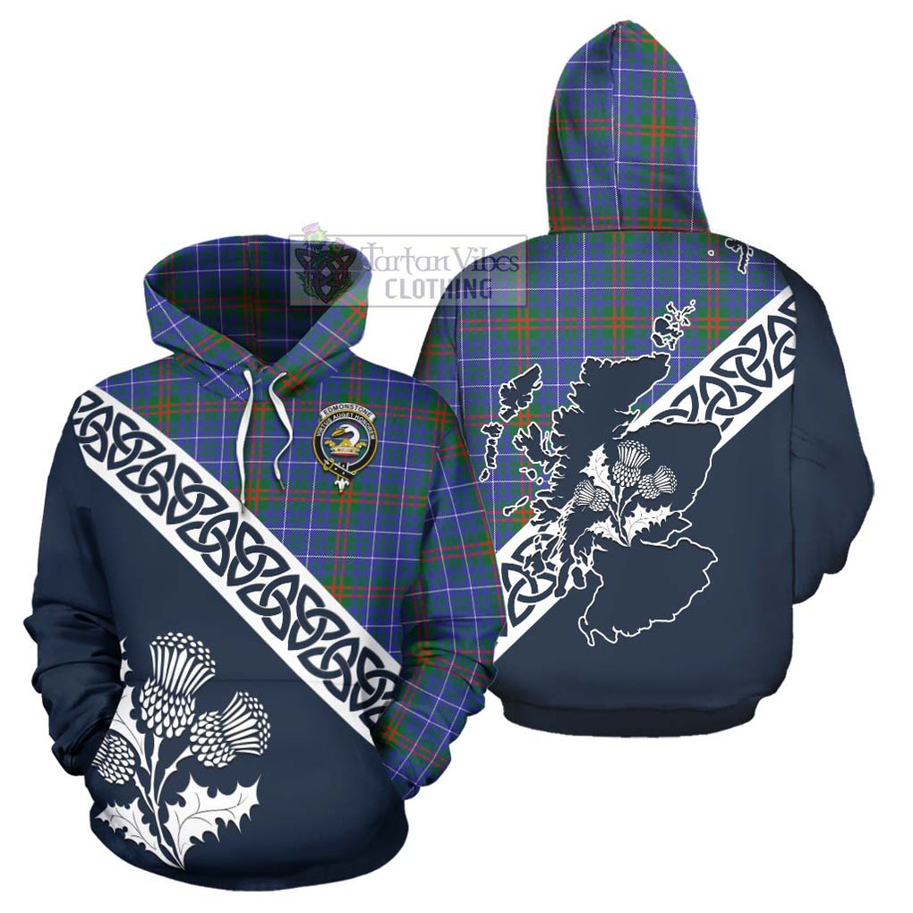 Edmonstone Tartan Hoodie Featuring Thistle and Scotland Map Zip Hoodie - Tartan Vibes Clothing