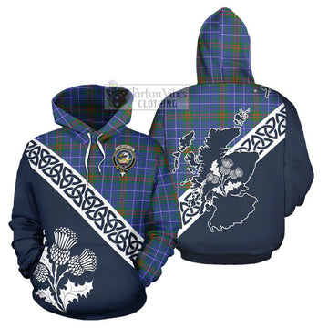 Edmonstone Tartan Hoodie Featuring Thistle and Scotland Map Zip Hoodie - Tartan Vibes Clothing