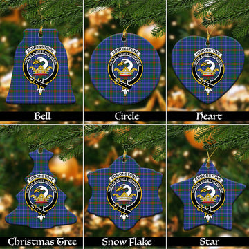 Edmonstone Tartan Christmas Ceramic Ornaments with Family Crest Ceramic - Tartan Vibes Clothing