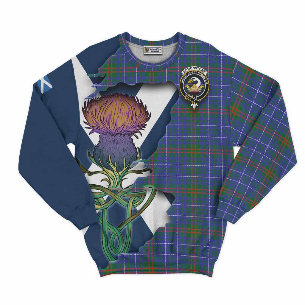 Edmonstone Tartan Family Crest Sweatshirt Scottish Thistle Celtic Inspired Unisex - Tartan Vibes Clothing
