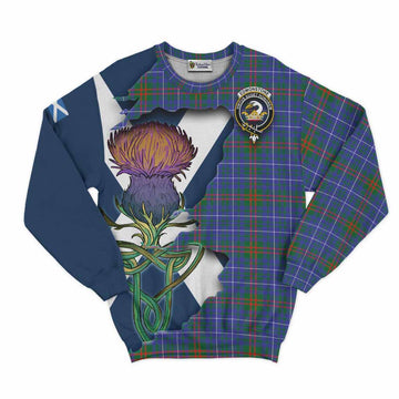 Tartan Vibes Clothing Edmonstone Tartan Family Crest Sweatshirt Scottish Thistle Celtic Inspired