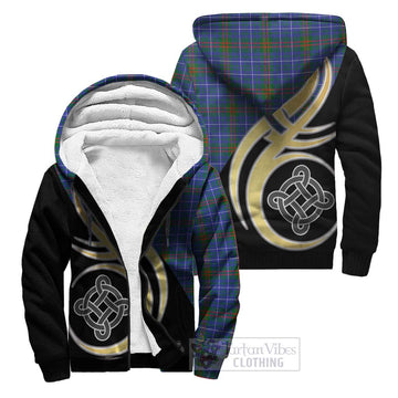 Edmonstone Tartan Sherpa Hoodie with Family Crest and Celtic Symbol Style Unisex S - Tartan Vibes Clothing