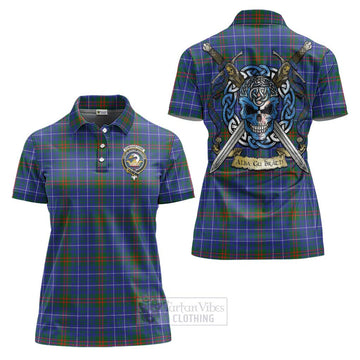 Edmonstone Tartan Women's Polo Shirt with Family Crest Celtic Skull Style Women - Tartan Vibes Clothing