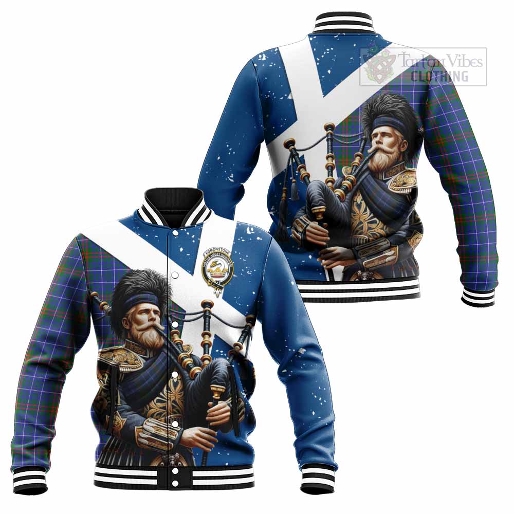 Edmonstone Tartan Baseball Jacket with Family Crest Scottish Bagpiper Vibes Unisex - Tartan Vibes Clothing