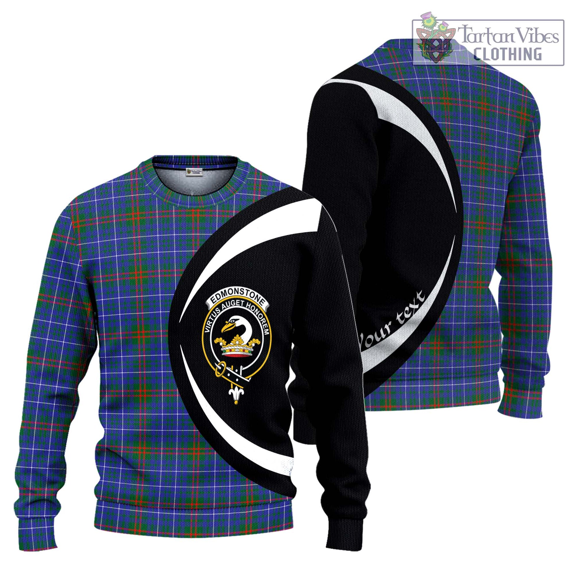 Edmonstone Tartan Ugly Sweater with Family Crest Circle Style Unisex - Tartan Vibes Clothing