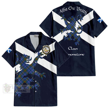 Edmonstone Tartan Lion Rampant Hawaiian Shirt Proudly Display Your Heritage with Alba Gu Brath and Clan Name Kid - Tartan Vibes Clothing