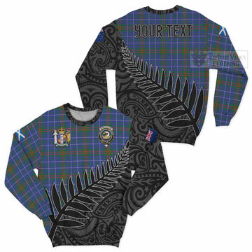 Edmonstone Crest Tartan Sweatshirt with New Zealand Silver Fern Half Style Unisex - Tartan Vibes Clothing