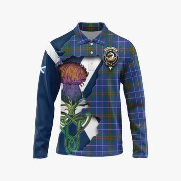 Tartan Vibes Clothing Edmonstone Tartan Family Crest Long Sleeve Polo Shirt Scottish Thistle Celtic Inspired