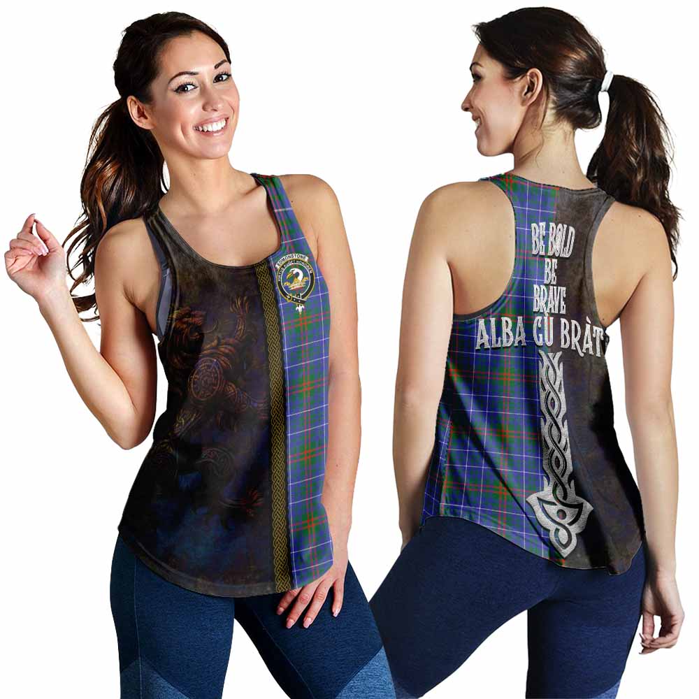 Edmonstone Tartan Family Crest Women's Racerback Tanks Alba Gu Brath Be Brave Lion Ancient Style 4XL - Tartan Vibes Clothing