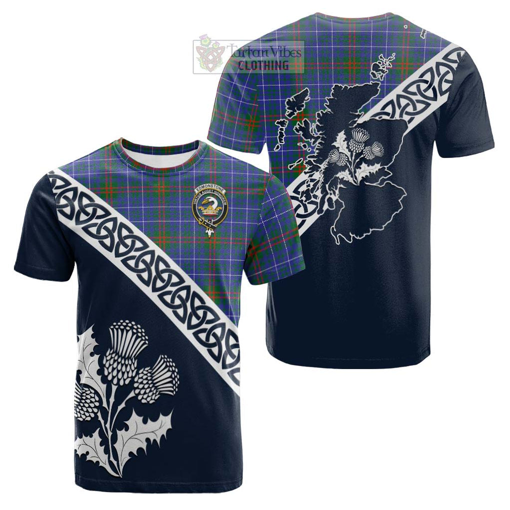 Edmonstone Tartan Cotton T-shirt Featuring Thistle and Scotland Map Kid's Shirt - Tartan Vibes Clothing