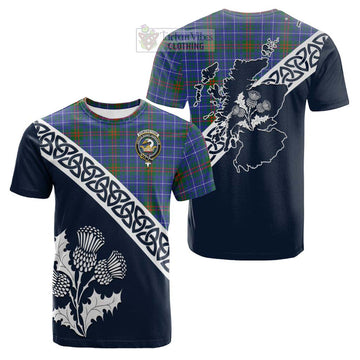Edmonstone Tartan Cotton T-shirt Featuring Thistle and Scotland Map Kid's Shirt - Tartan Vibes Clothing