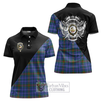 Edmonstone Tartan Women's Polo Shirt with Family Crest and Military Logo Style Women - Tartan Vibes Clothing