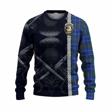 Edmonstone Tartan Knitted Sweater with Family Crest Cross Sword Thistle Celtic Vibes Unisex - Tartan Vibes Clothing